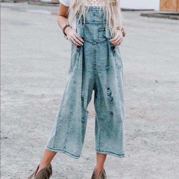 Three Bird Nest Pants - High hopes slouchy denim overalls.
